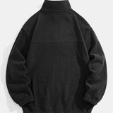 Simon | Fleecetrui met hoge kraag en korte rits en relaxte pasvorm