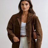 Fiora - Marynarka Blazer z Zamszu