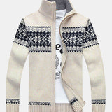 Teun | Kerstvest met geometrische print en rits