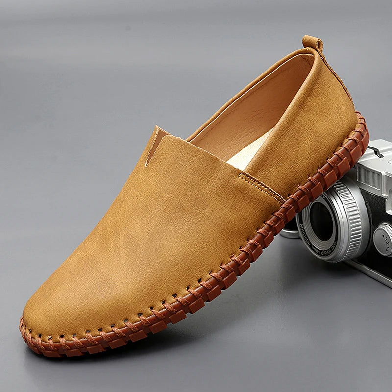 Theo | Bruine instaploafers van leer