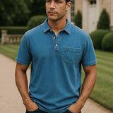 Tobias | Polo met denimlook en borstzak