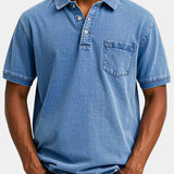 Tobias | Polo met denimlook en borstzak