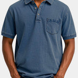 Tobias | Polo met denimlook en borstzak