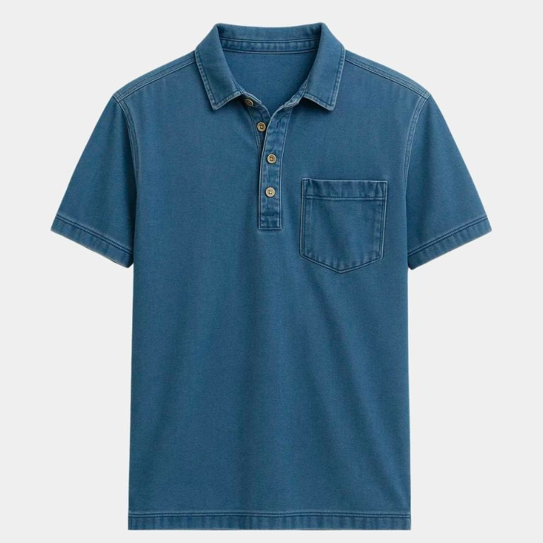 Tobias | Polo met denimlook en borstzak