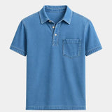 Tobias | Polo met denimlook en borstzak