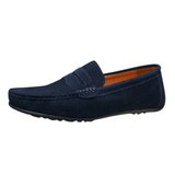 Zander | Marineblauwe suède penny loafers