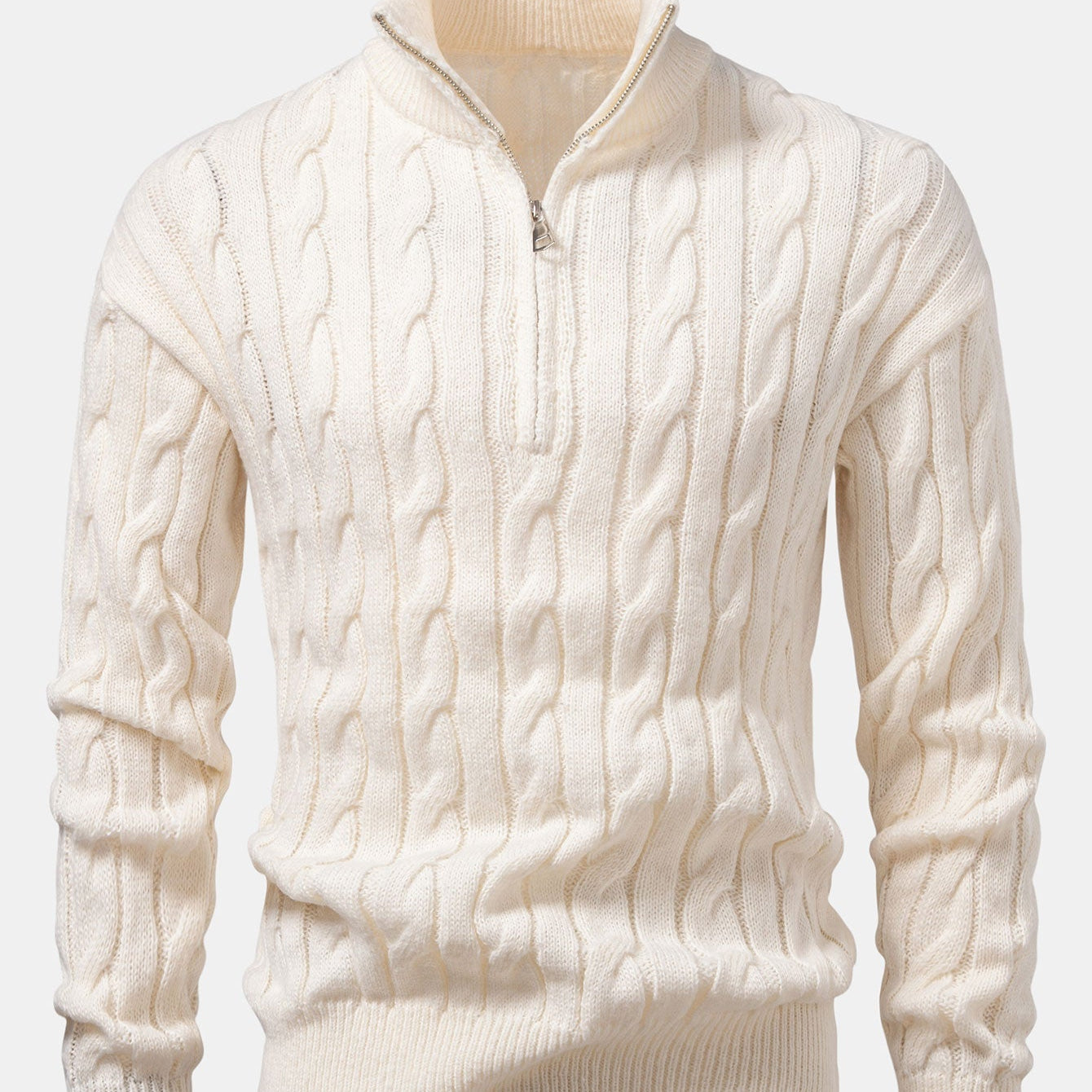 Zeger | Jacquard kabeltrui met korte rits