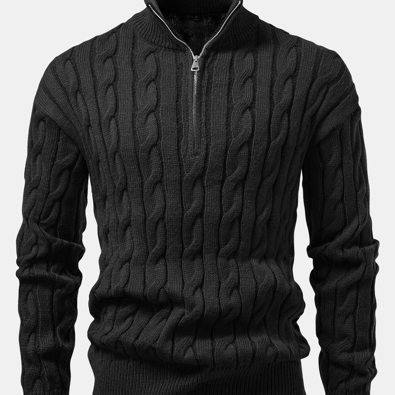 Zeger | Jacquard kabeltrui met korte rits