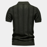 Zeno | Beige gebreide polo met structuur