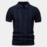 Zeno | Beige gebreide polo met structuur