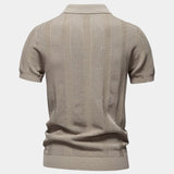 Zeno | Beige gebreide polo met structuur
