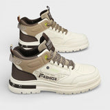 Berry | Hoge sneakers in beige en marineblauw