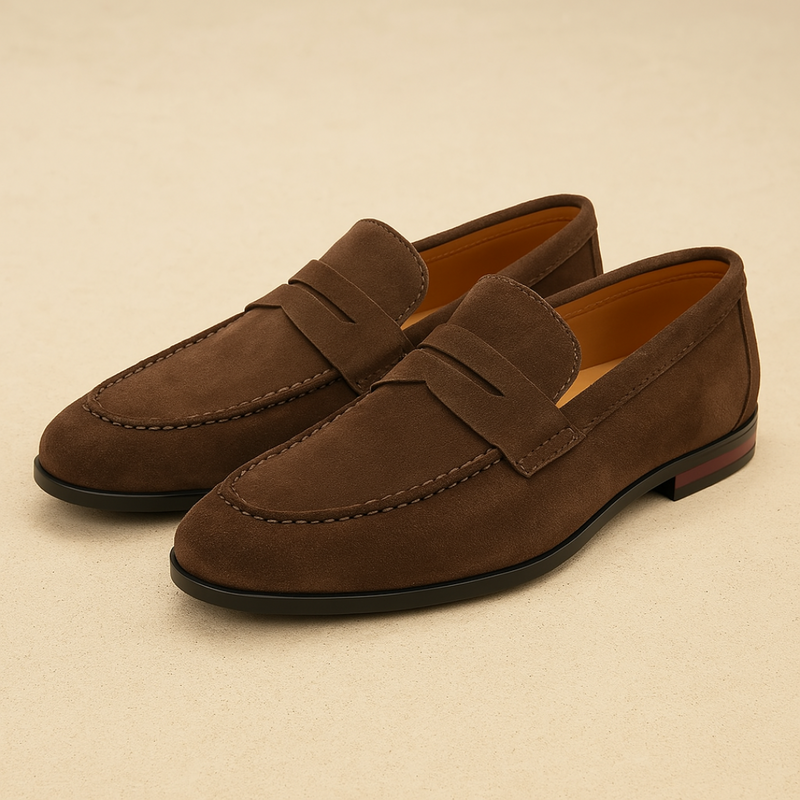 Bruno | Suède penny loafers in old-money stijl