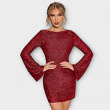 Brigitte - Sukienka z cekinami z odkrytymi plecami