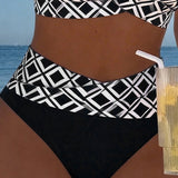 Sixtine - Bikini Dwu Częściowe Z Biustonoszem W Wycięciu I Wzorem Diamentowym