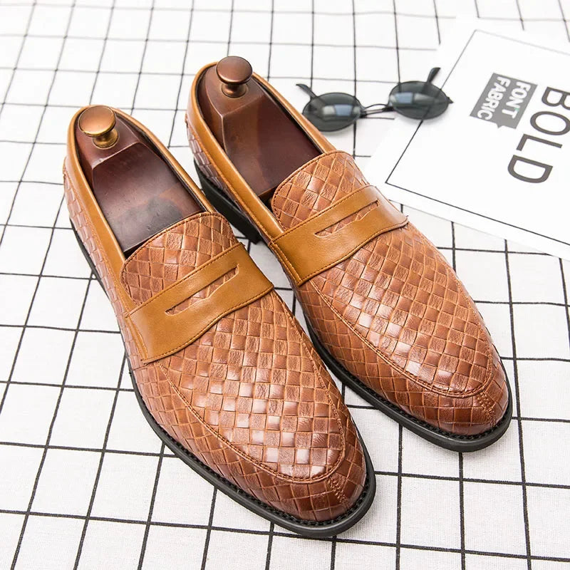 Rafał - Penny loafersy z plecionej skóry