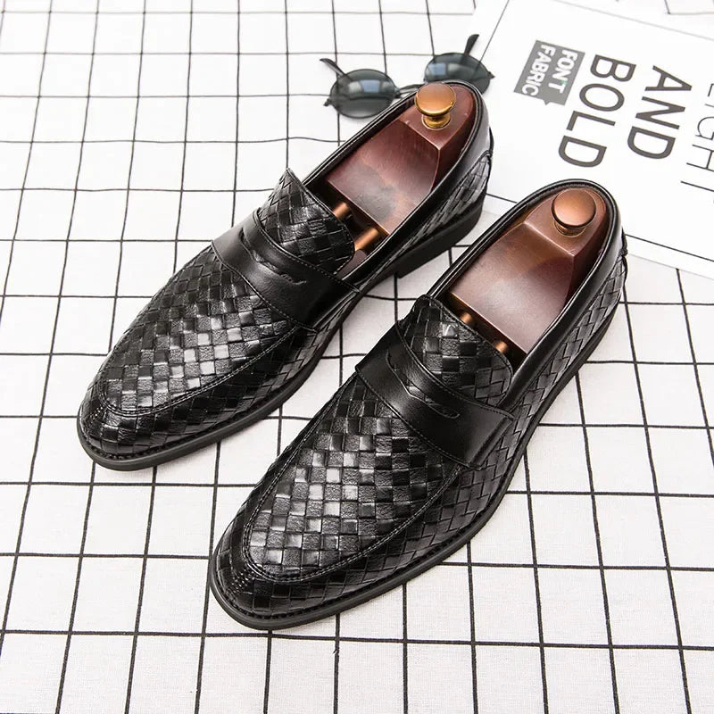 Rafał - Penny loafersy z plecionej skóry