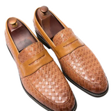 Rafał - Penny loafersy z plecionej skóry