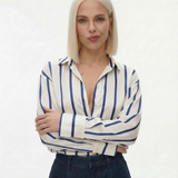 Delfina - Delaney paskowana bluzka jedwabna