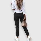 Lina - Spodnie jogger slim fit em stylu biznes