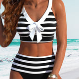 Victoire - Bikini w paski z wysokim stanem