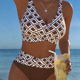 Sixtine - Bikini Dwu Częściowe Z Biustonoszem W Wycięciu I Wzorem Diamentowym