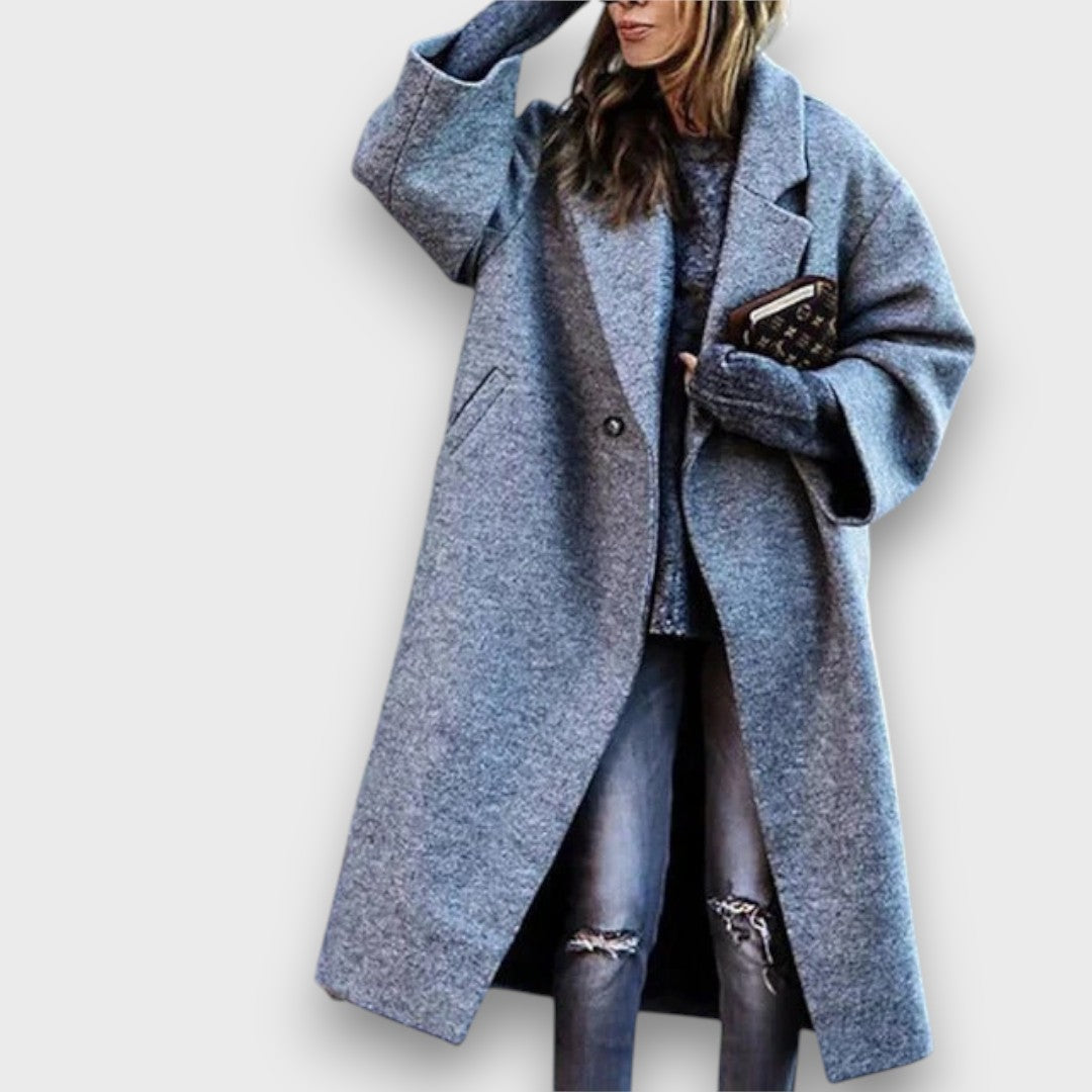 Fiołek - Długi płaszcz em stylu oversize