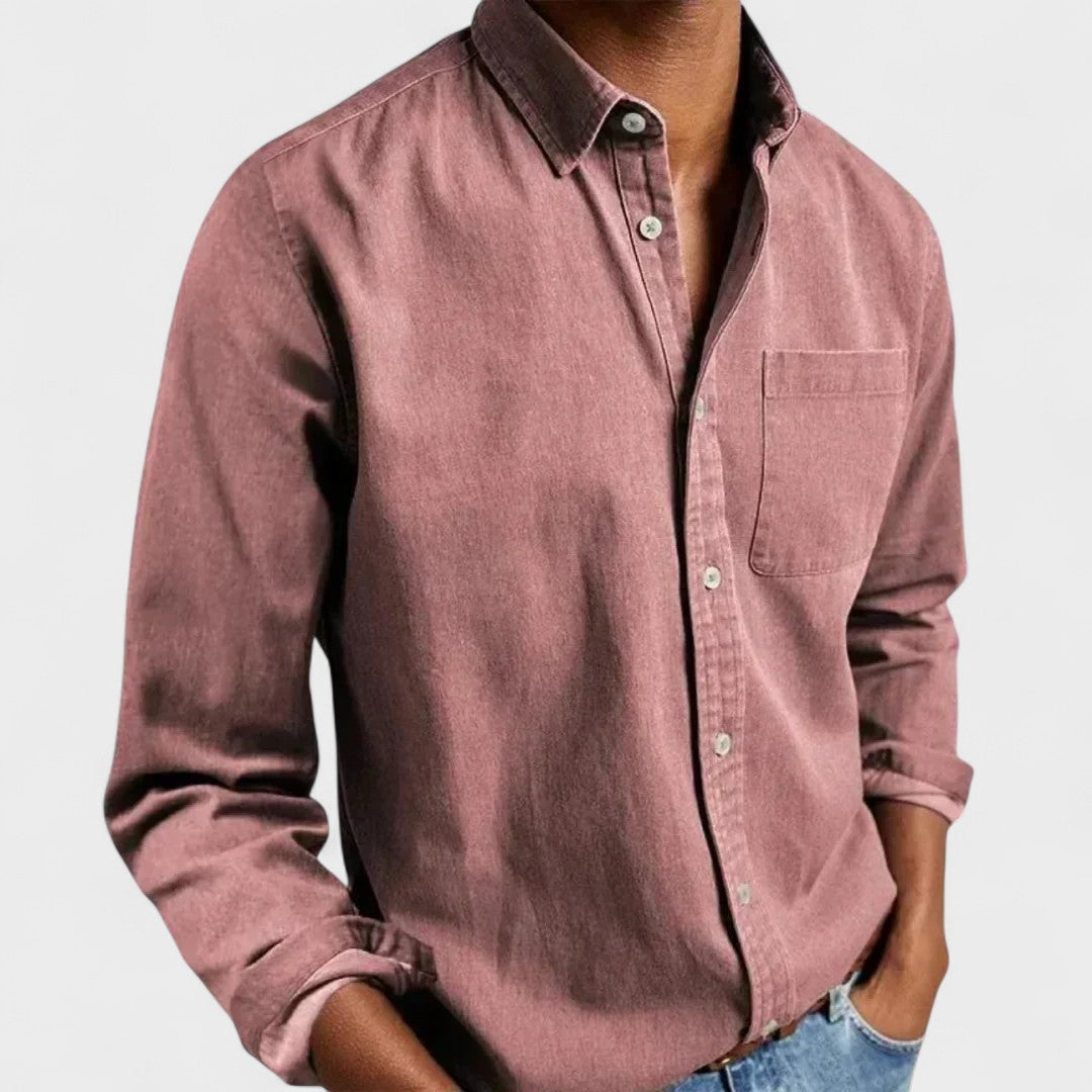 Levi | Marineblauw overhemd met button-downkraag