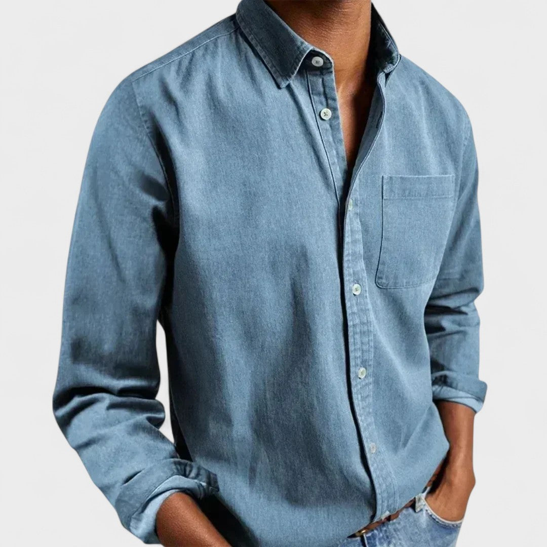 Levi | Marineblauw overhemd met button-downkraag