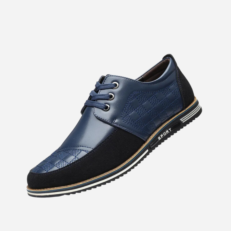 Luc | Zwarte veterschoenen met structuurpanelen