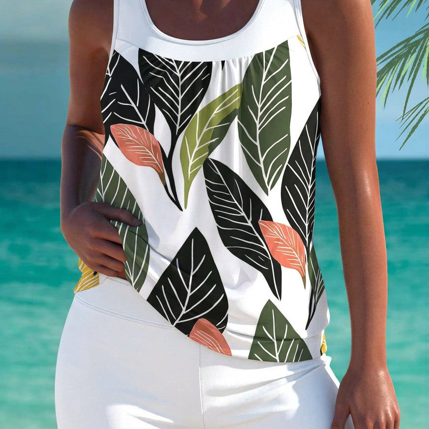 Truda - Elegancki tankini z efektem płaskiego brzucha i dopasowanym szortem