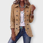 Hanna kurtka damska w stylu western z falbankami, khaki