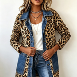Fablenne | Kurtka dżinsowa z kontrastowym panelem w leopardzie