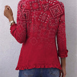 Criselle | Boho Paisley Ombre Print Ruffled Jacket