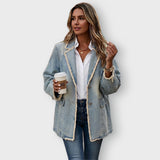 Julia żakiet damski oversize vintage, jasny dżins, ujęcie 2