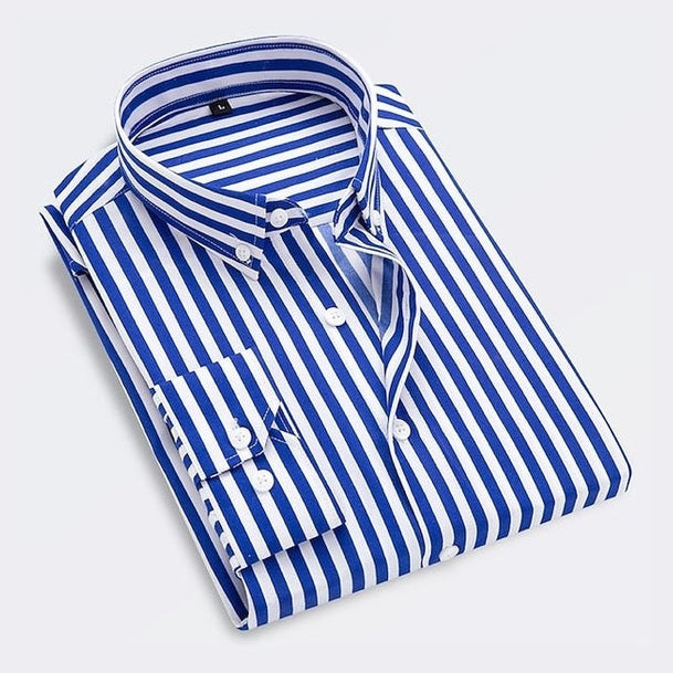 Roan | Blauw-wit gestreept overhemd