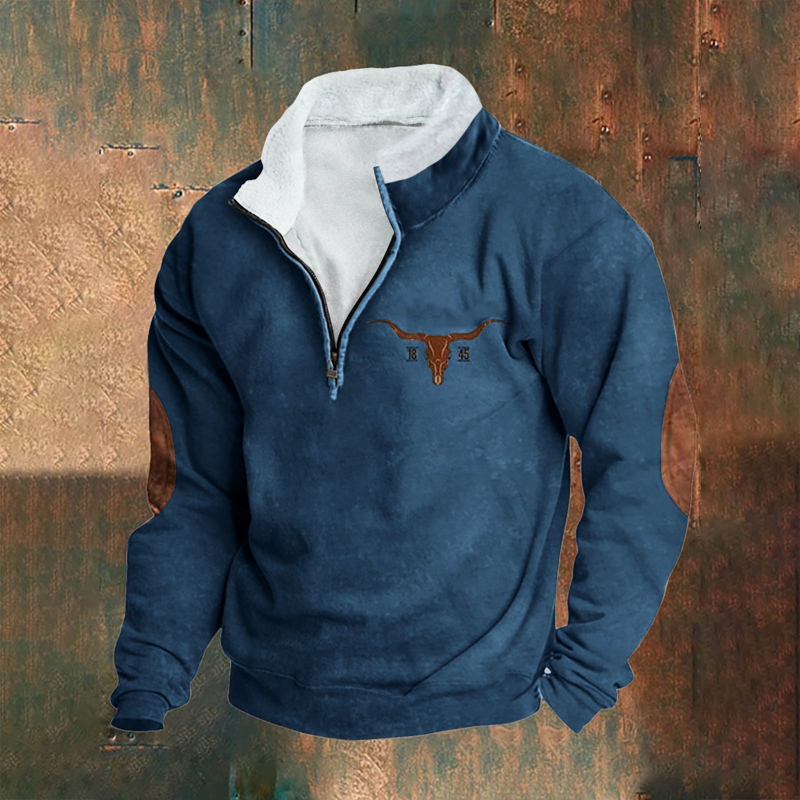 Stan | Crèmekleurige sweater met halve rits