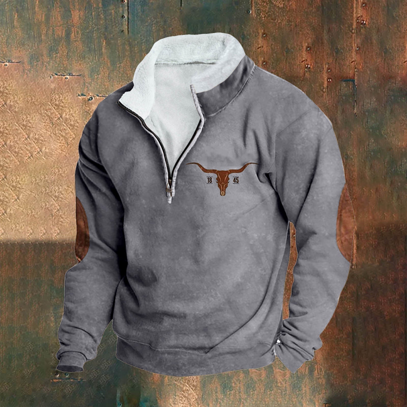Stan | Crèmekleurige sweater met halve rits