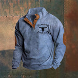 Timo | Camelkleurige sweater in ranchstijl met halve rits