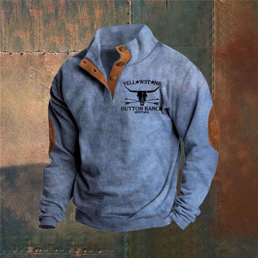 Timo | Camelkleurige sweater in ranchstijl met halve rits