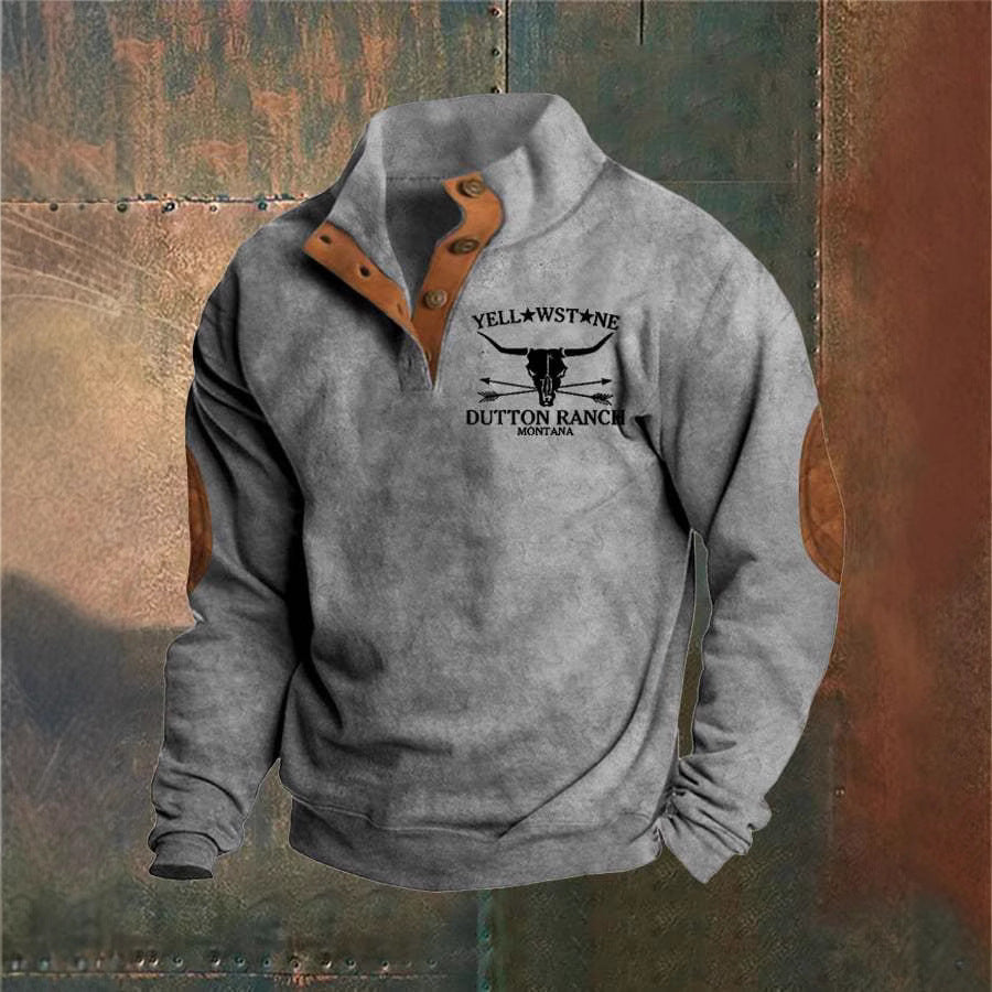 Timo | Camelkleurige sweater in ranchstijl met halve rits