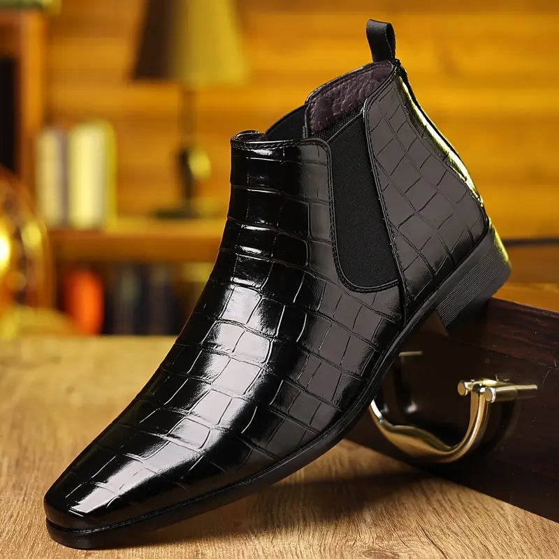 Zwier | Bordeauxrode chelseaboots met krokoprint