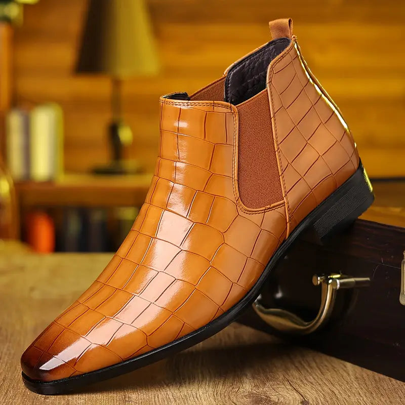 Zwier | Bordeauxrode chelseaboots met krokoprint