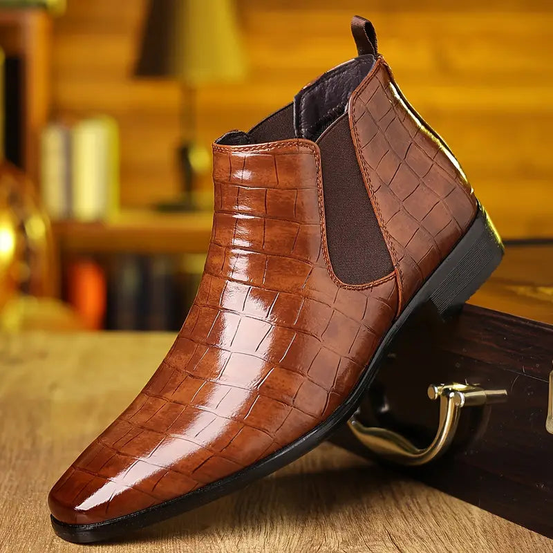 Zwier | Bordeauxrode chelseaboots met krokoprint