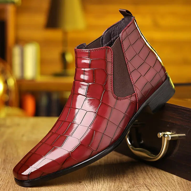 Zwier | Bordeauxrode chelseaboots met krokoprint